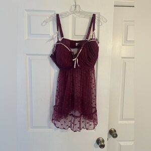 Velvet Kitten  Burgundy Babydoll Lingerie